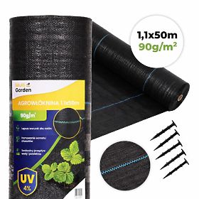 Czarna agrotkanina UV 90g mata przeciw chwastom 1,1x50m kołki MultiGarden, MultiGarden