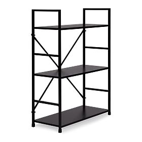 Drewniana półka metalowa rama szeroka LOFT 3 półki czarna