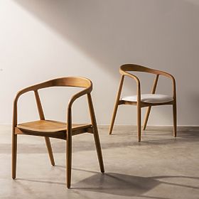 Drewniane krzesło Ludvika, zaokrąglone, naturalne