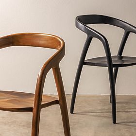 Drewniane krzesło Sande zaokrąglone, naturalne, drewno tekowe, lectus