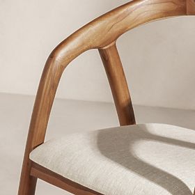 Drewniane krzesło Sande zaokrąglone, naturalne/kremowe, drewno tekowe, lectus