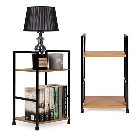 Drewniany nowoczesny regał stolik nocny 2 półki LOFT, MODERNHOME