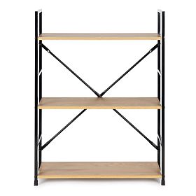 Drewniany regał metalowy stelaż szeroki LOFT 3 półki, MODERNHOME