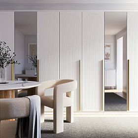 Drzwi do szafy Neroli, 45,6 cm, łukowe rowki, białe, lewe, lectus