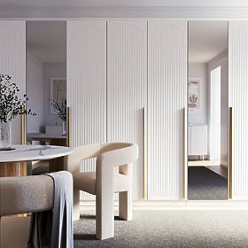 Drzwi do szafy Neroli, 45,6 cm, łukowe rowki, białe, prawe, lectus