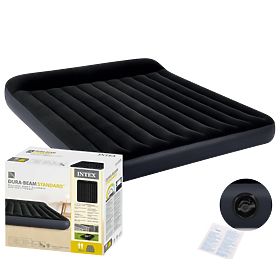 Duży materac dmuchany dla dwóch osób 203x183x25 cm łóżko z oparciem INTEX 64144