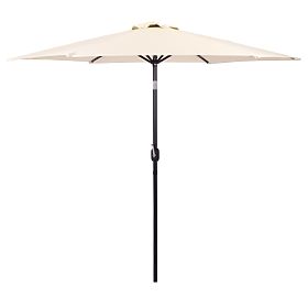 Duży ogrodowy składany parasol z korbką 6 żeber beżowy 270 cm, MultiGarden