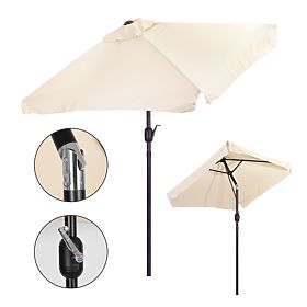 Duży prostokątny ogrodowy składany parasol z korbką beżowy 200 x 140 cm, MultiGarden