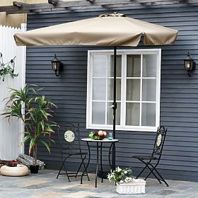 Duży prostokątny ogrodowy składany parasol z korbką beżowy 200 x 140 cm, MultiGarden