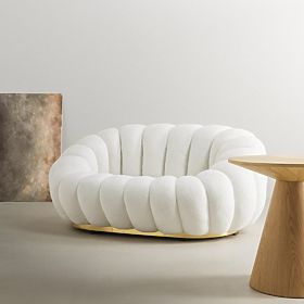 Dwuosobowa sofa Firenze biała, boucle, zaokrąglone kształty