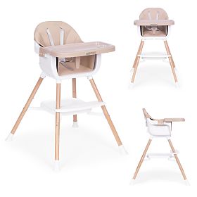 Dziecięce krzesełko do karmienia 2w1 beżowe ECOTOYS