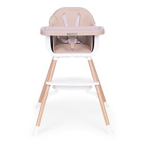 Dziecięce krzesełko do karmienia 2w1 beżowe ECOTOYS