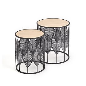 FOLLA zestaw 2 ławek czarny / naturalny (1p=1szt), Halmar