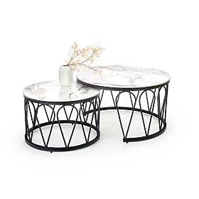 FORMOSA zestaw 2 ławek, biały marmur / czarny (2szt=1szt), Halmar