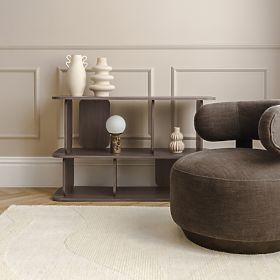 Fotel relaksacyjny Dolce, zaokrąglone kształty, brązowe espresso, orzech, lectus