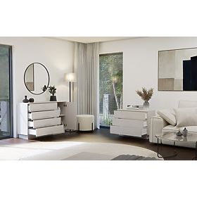 Komoda AMBER 1D4S Szafka 1 Drzwi 4 Szuflady Do Sypialni Salonu KAŠMÍR Beżowa