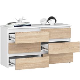 KOMODA CL100 6SZ PK BIAŁA / DĄB SONOMA