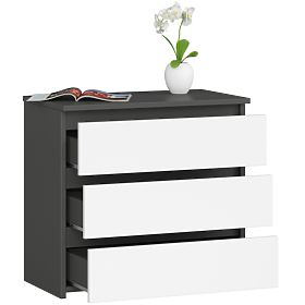 KOMODA CL3 3SZ CLP PK GRAFIT SZARY / BIAŁY