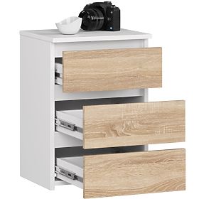 KOMODA CL3/40 PK BIAŁA / DĄB SONOMA