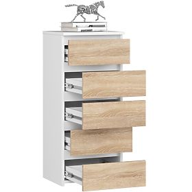 KOMODA CL5 PK BIAŁA / DĄB SONOMA