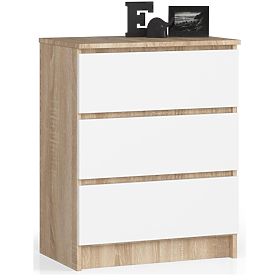 KOMODA K 60 cm 3 SZUFLADY PK SONOMA / BIAŁA