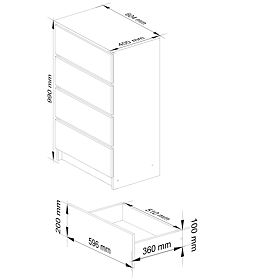 KOMODA K 60 cm 4 SZUFLADY PK BIAŁA