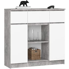 KOMODA K100 2D 3SZ 1P PK BETON / BIAŁA