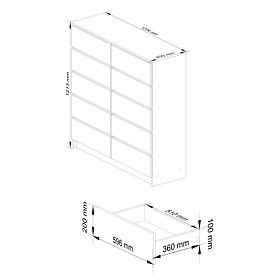 KOMODA K120 10SZ CLP PK DĄB ARTISAN / BIAŁA
