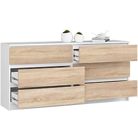 KOMODA K160 6SZ CLP PK BIAŁA / SONOMA