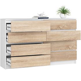 KOMODA K160 8SZ CLP PK BIAŁA / DĄB SONOMA