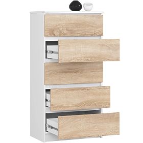 KOMODA K60 5SZ CLP PK BIAŁA / SONOMA