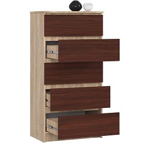 KOMODA K60 5SZ CLP PK DĄB SONOMA / WENGE
