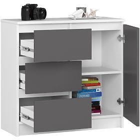 KOMODA K80 JERRY 1D 3SZ PK BIAŁA / GRAFITOWO SZARA