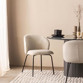 Krzesło jadalniane Larisa, jasnobeżowe/czarne nogi, lectus