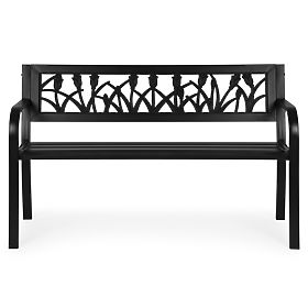 Ławka ogrodowa z dekoracyjnym oparciem 120x50 cm metalowa parkowa czarna MultiGarden