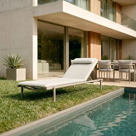 Leżak ogrodowy Amarello regulowany, aluminiowy, jasnobeżowy/beżowoszary