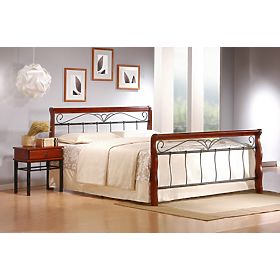 Łóżko VERONICA 160 cm wiśnia antyczna/czarny (4p=1szt)