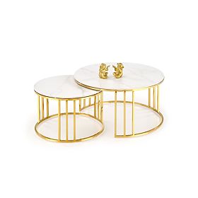 MERCURY 3 zestaw 2 ław, zestaw 2 ław, kolor: biały marmur / złoty (2p=1szt), Halmar