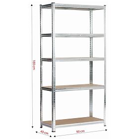 METALOWY REGAŁ 90x40x180 SREBRNY