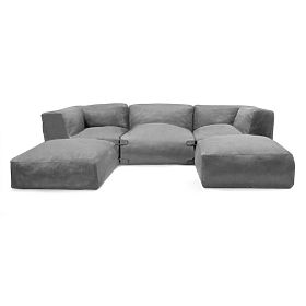 Modułowa narożna sofa ogrodowa Vacuum IV z pokrowcem, szara