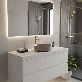 Nadblatowa umywalka Rea Sami Beige Shiny