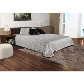 Satynowa narzuta Verona + poszewki na poduszki - srebrnoszara 220x240 cm