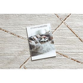 Nowoczesny dywan DUKE 51557 kremowy / złoty - Geometryczny, strukturalny, bardzo delikatny, frędzle, F.H.Kabis