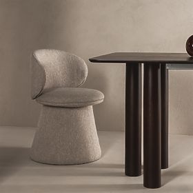 Obrotowe krzesło Chamil beżowo-szare, zaokrąglone