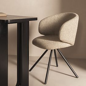 Obrotowe krzesło Pearl mocha, czarne nogi, lectus