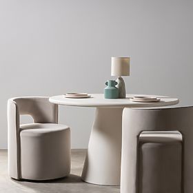 Obrotowe krzesło Raval beżowe, aksamitne, zaokrąglone