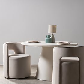 Obrotowe krzesło Raval beżowe, aksamitne, zaokrąglone