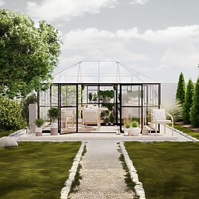 Ogrodowa oranżeria ProGlass Gazebo Standard z podstawą 12 m² szkło hartowane 4 mm, aluminium, czarny