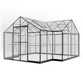 Ogrodowa oranżeria Royal Green Standard 16,6 m² z podstawą, szkło hartowane 4 mm, aluminium, czarna