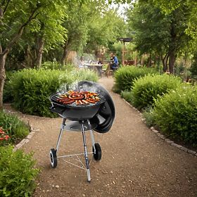 Ogrodowy grill węglowy RUND czarny